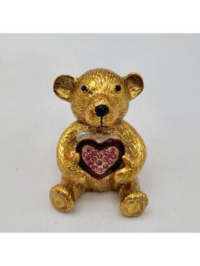 Deva Australia Jeweled Trinket Box Swarovski Crystal Teddy Bear